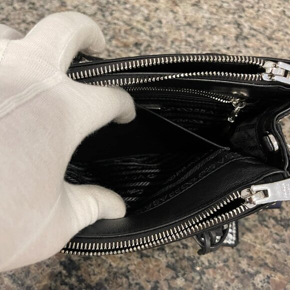 Prada Satin Crystal Mini Galleria Double Zip Tote Metal in Box SPB-JB 334867 - Picture 7 of 12